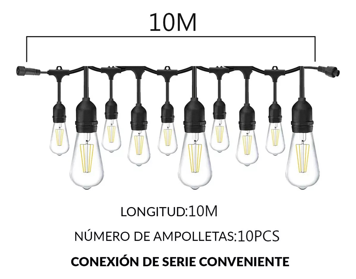 Guirnalda Terraza Patio 10 Mts + 10 ampolletas 4w - Hyundai