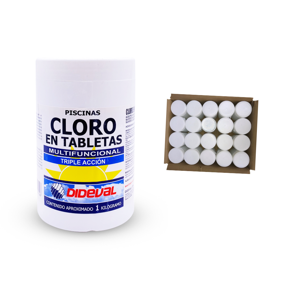 Cloro en Pastilla Triple Acción Dideval caja 20 kg